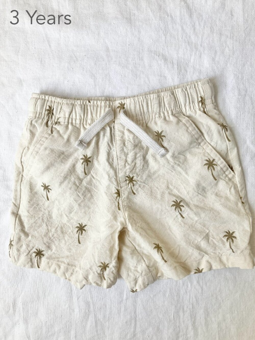 🪴5/$30 Andy & Evan 3 Years Toddler Palm Tree Cream Shorts Summer Beach